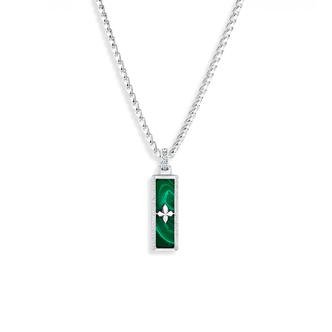Signet Diamond Pendant – Malachite