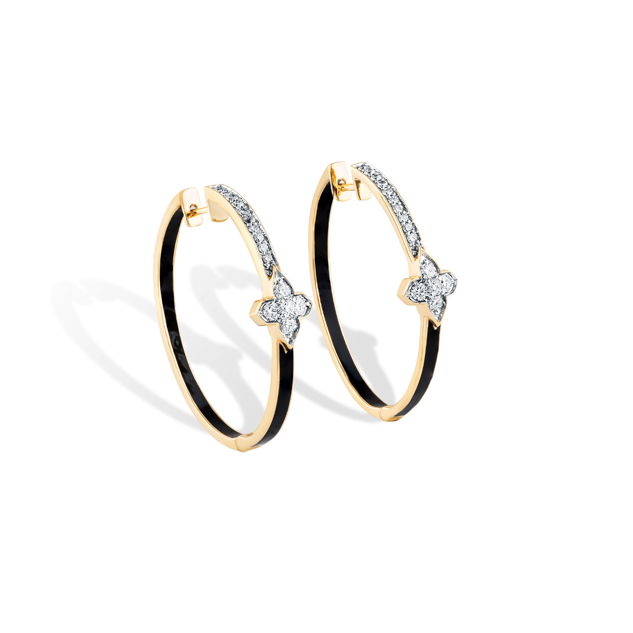 Black Ceramic Eclipse Hoop Earrings