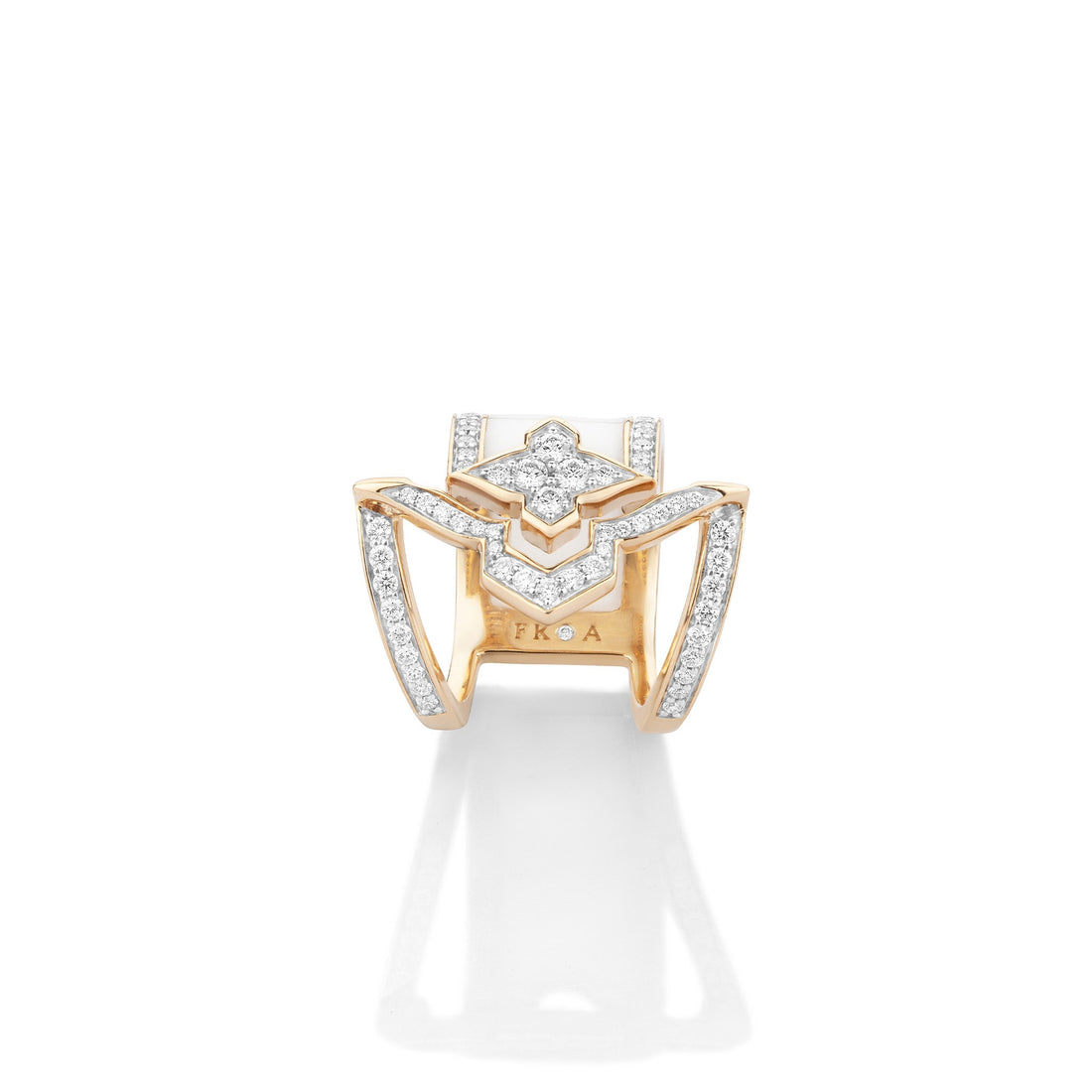 White Edgy Ceramic Ring