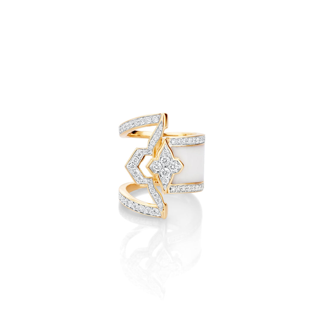White Edgy Ceramic Ring