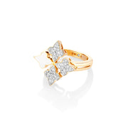 White Ceramic Diamond Bloom Ring