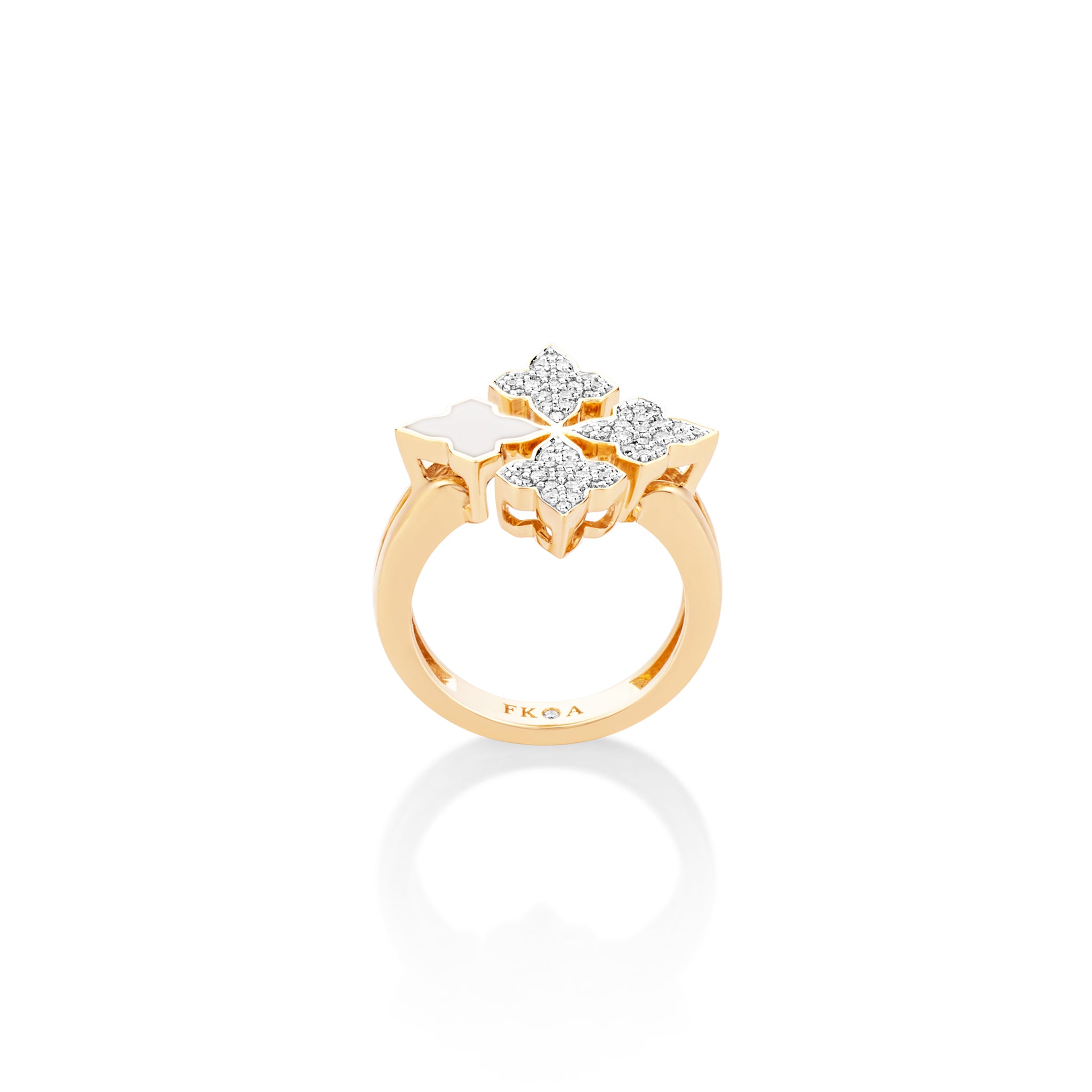 White Ceramic Diamond Bloom Ring