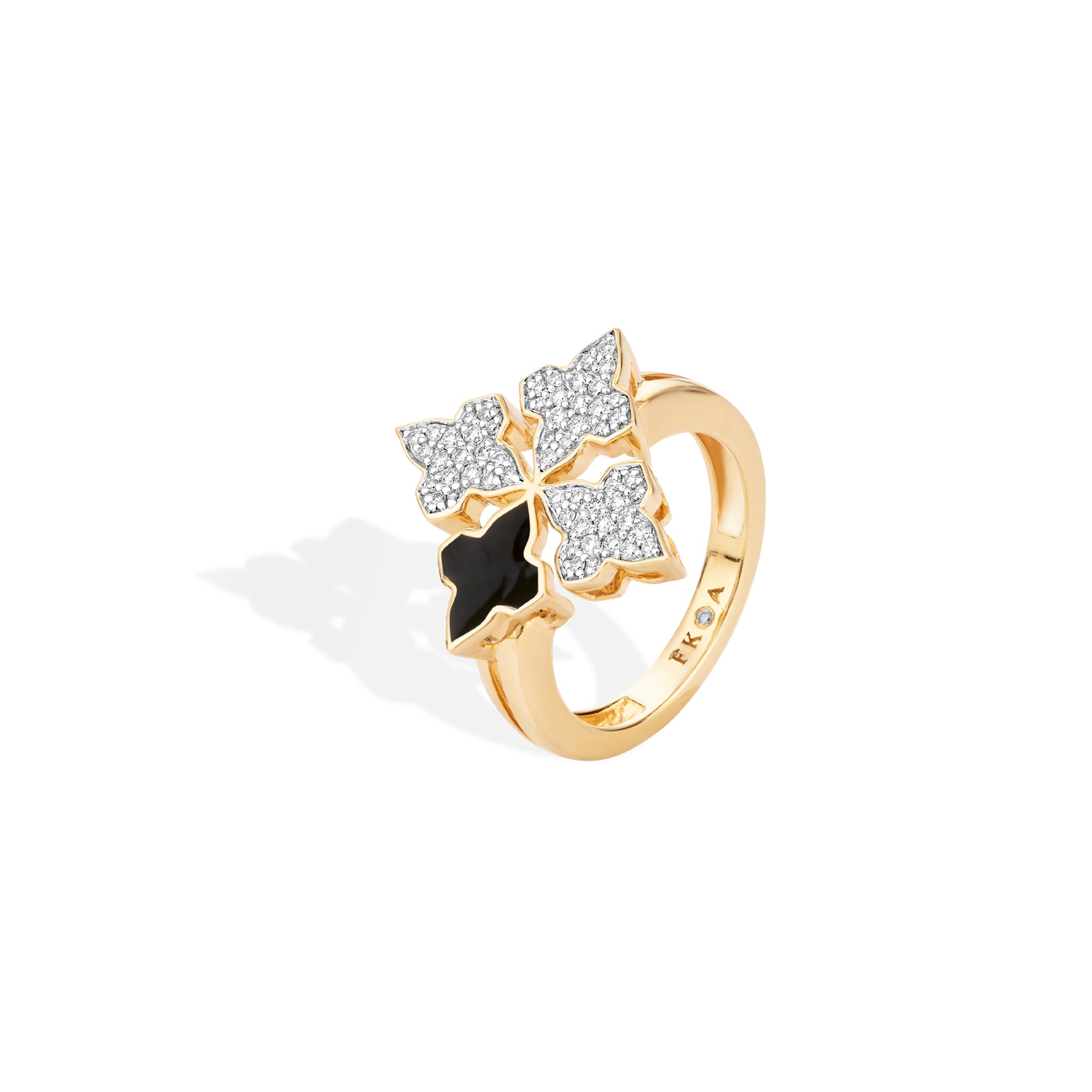 Black Ceramic Diamond Bloom Ring