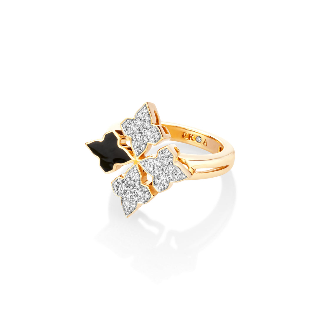 Black Ceramic Diamond Bloom Ring