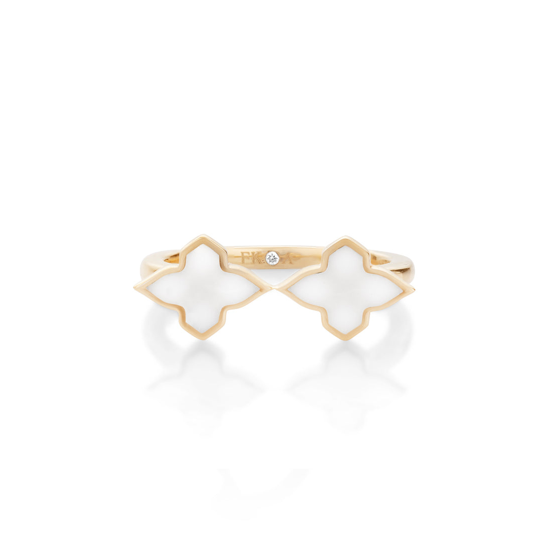 White Ceramic Twin Motif Ring