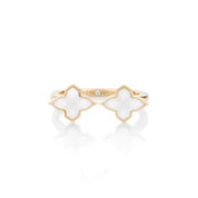 White Ceramic Twin Motif Ring