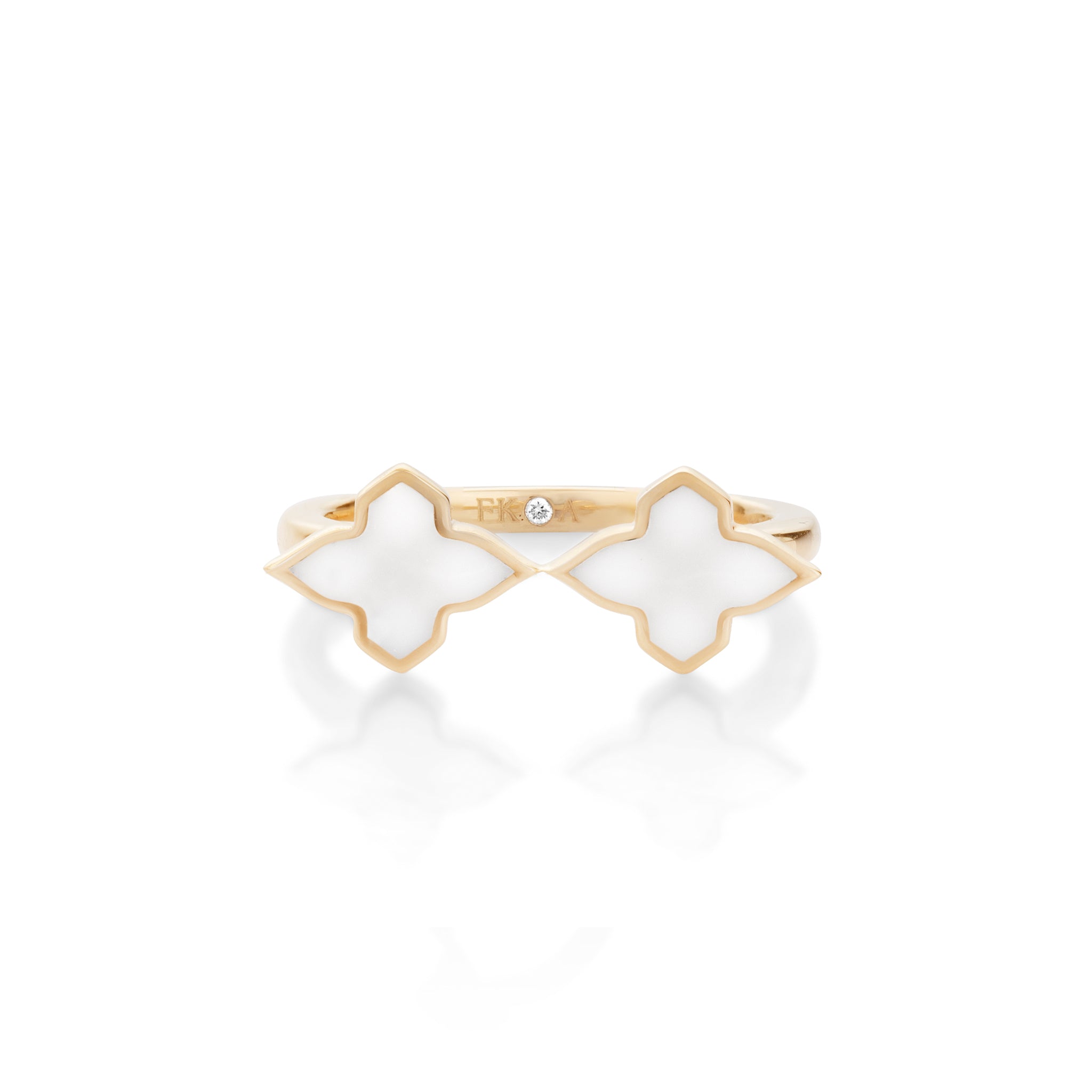 White Ceramic Twin Motif Ring
