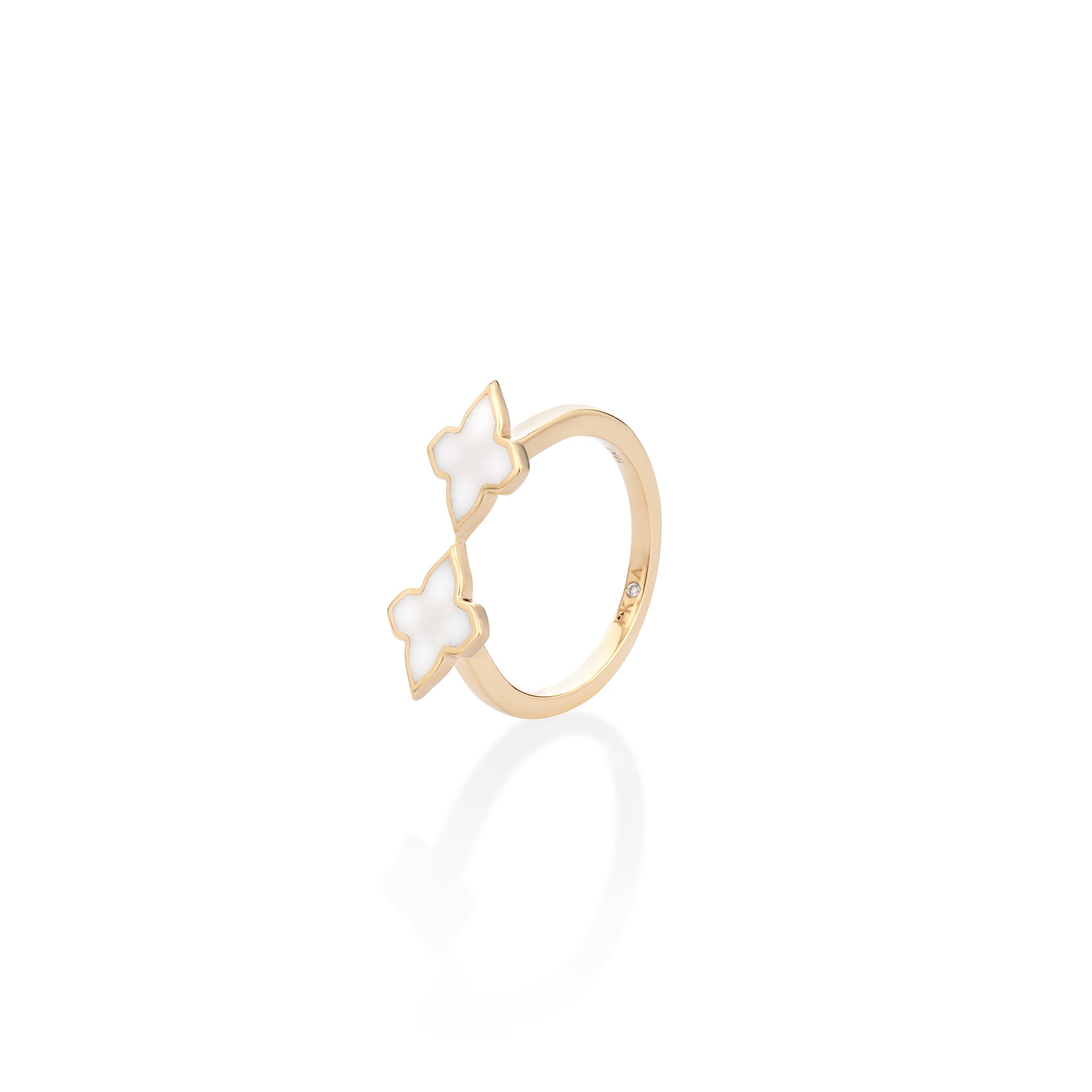 White Ceramic Twin Motif Ring