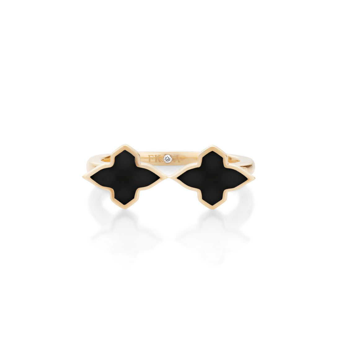 Black Ceramic Twin Motif Ring