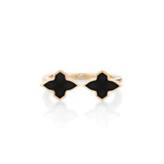 Black Ceramic Twin Motif Ring