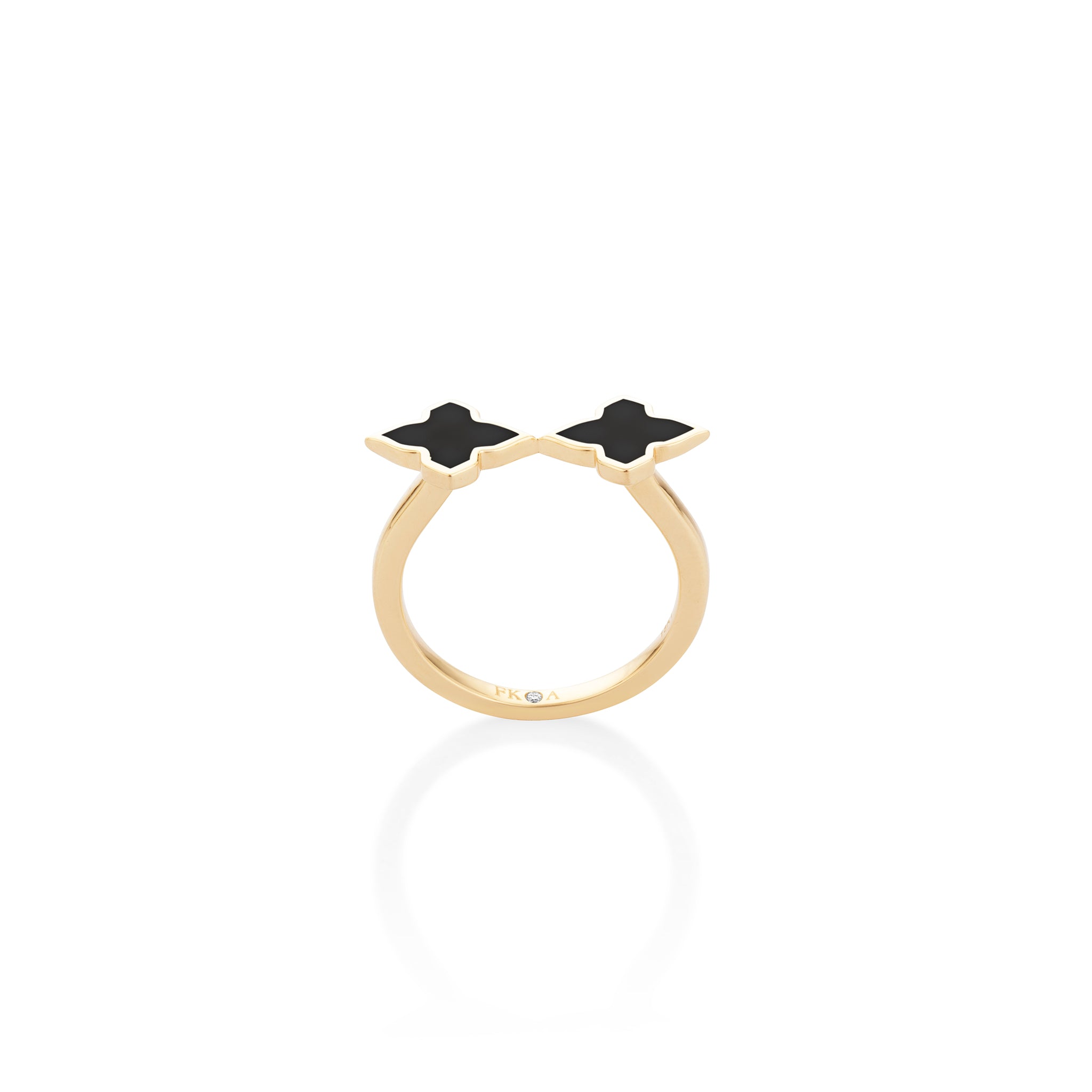 Black Ceramic Twin Motif Ring