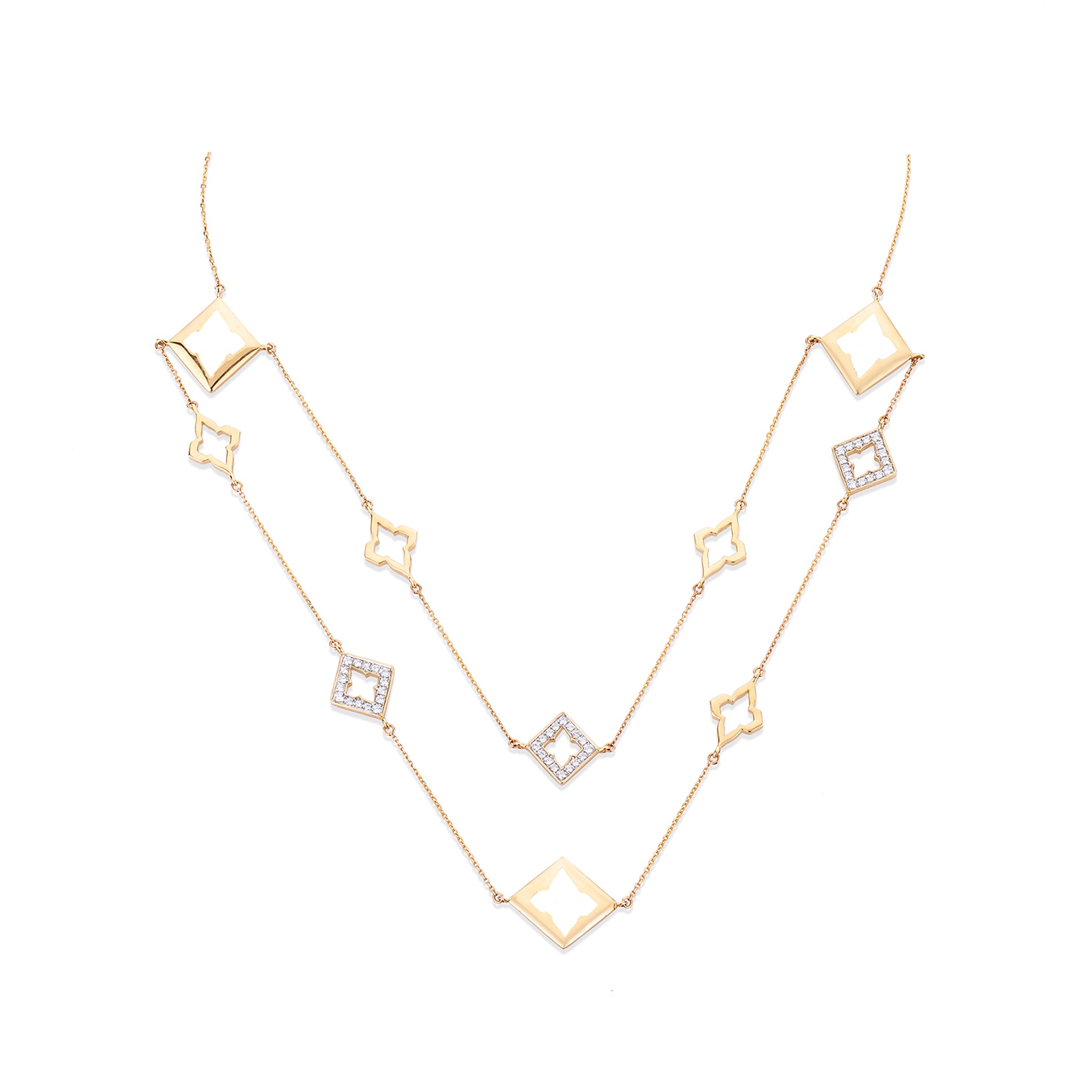 White Ceramic Double Layered Edgy Necklace