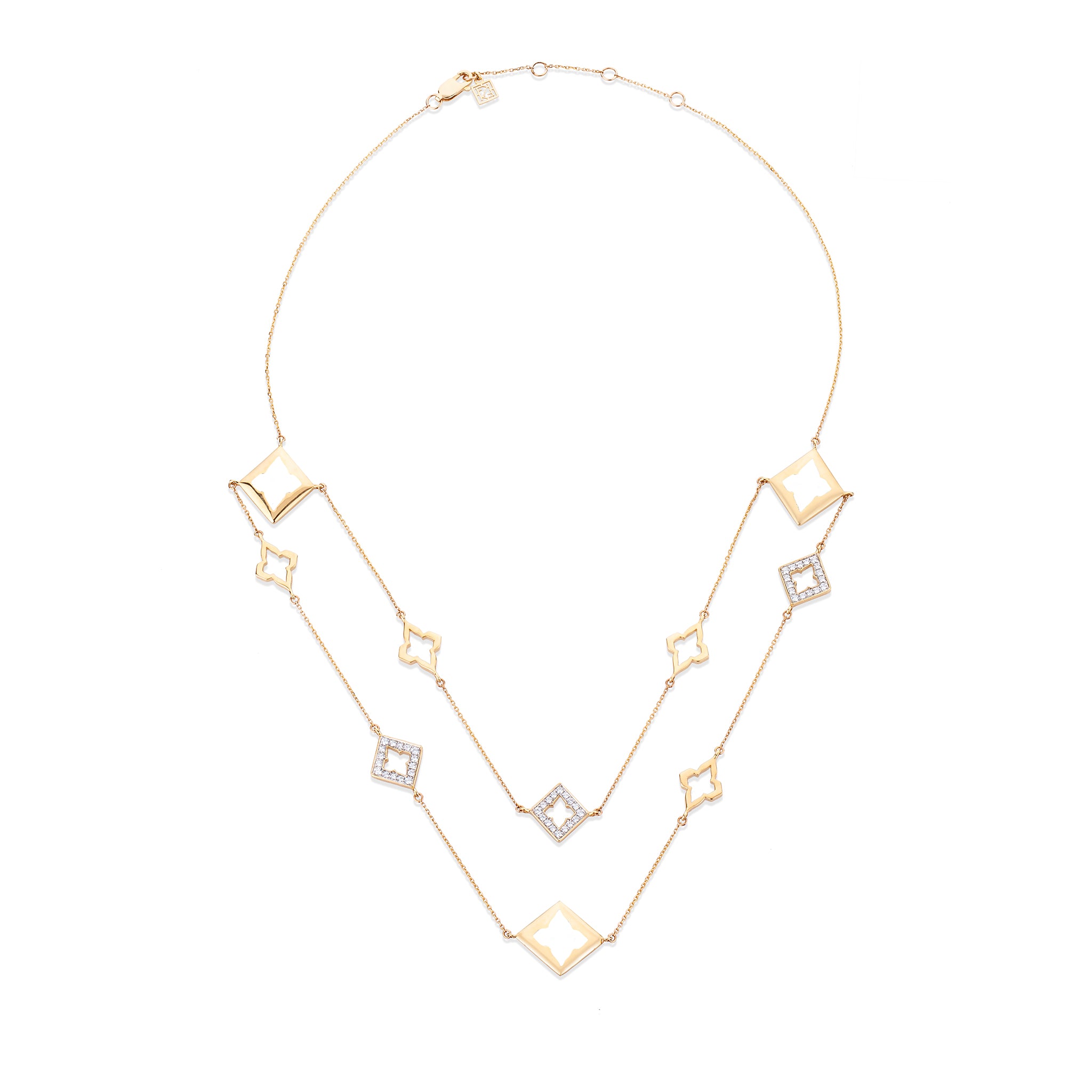 White Ceramic Double Layered Edgy Necklace