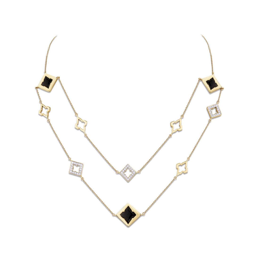 Black Ceramic Double Layered Edgy Necklace