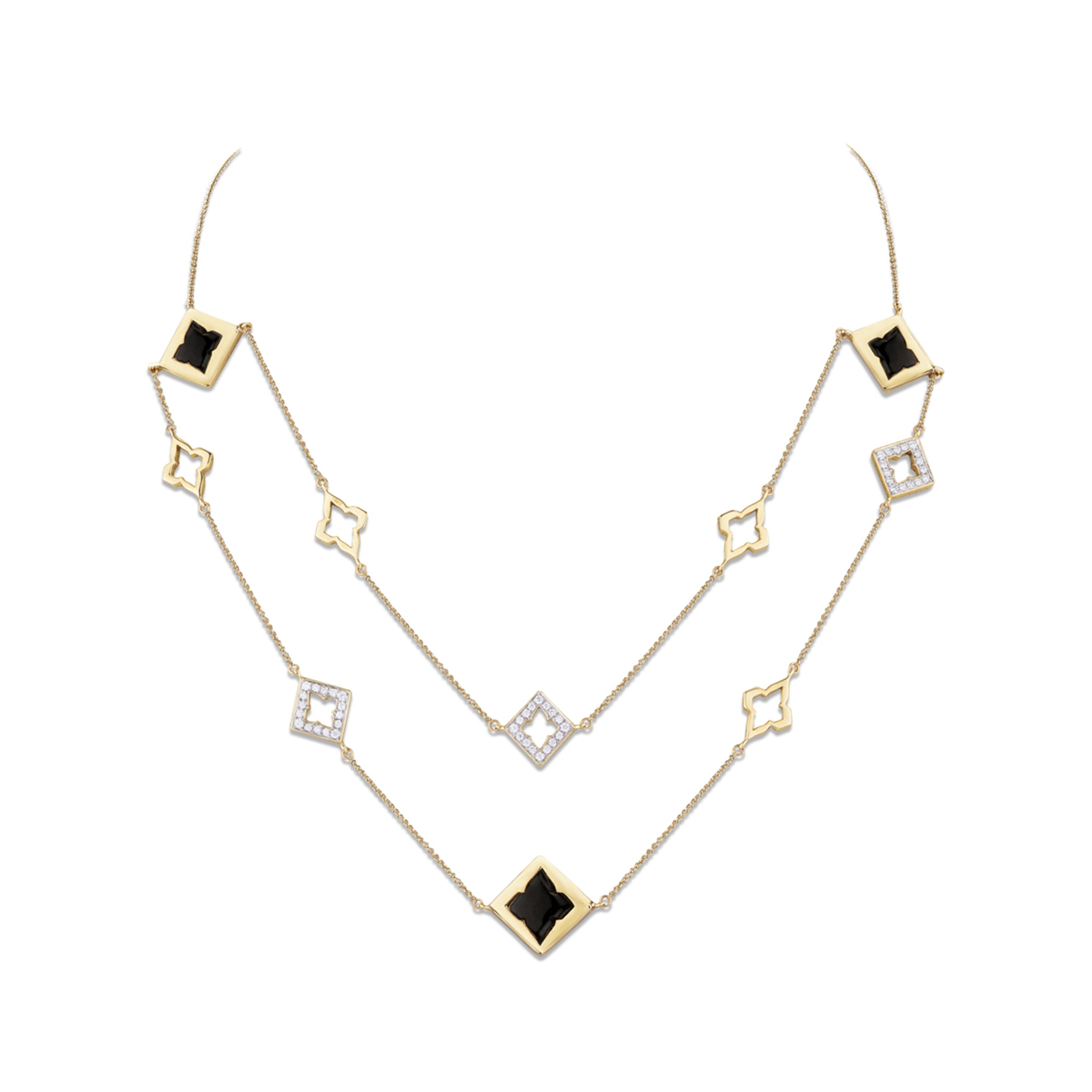 Black Ceramic Double Layered Edgy Necklace