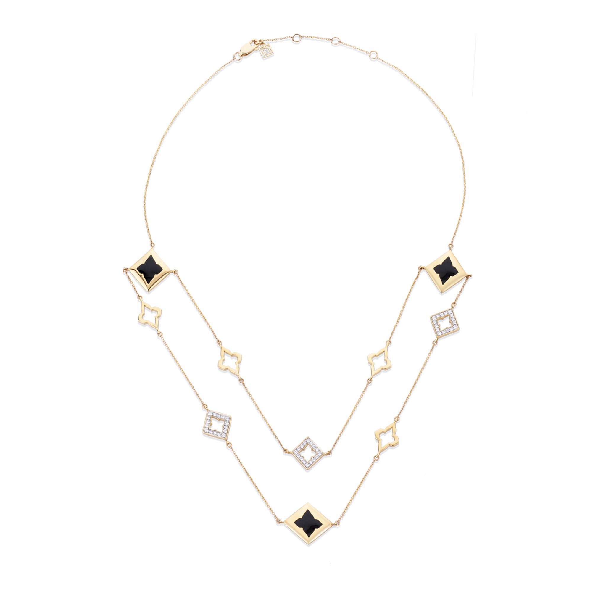 Black Ceramic Double Layered Edgy Necklace