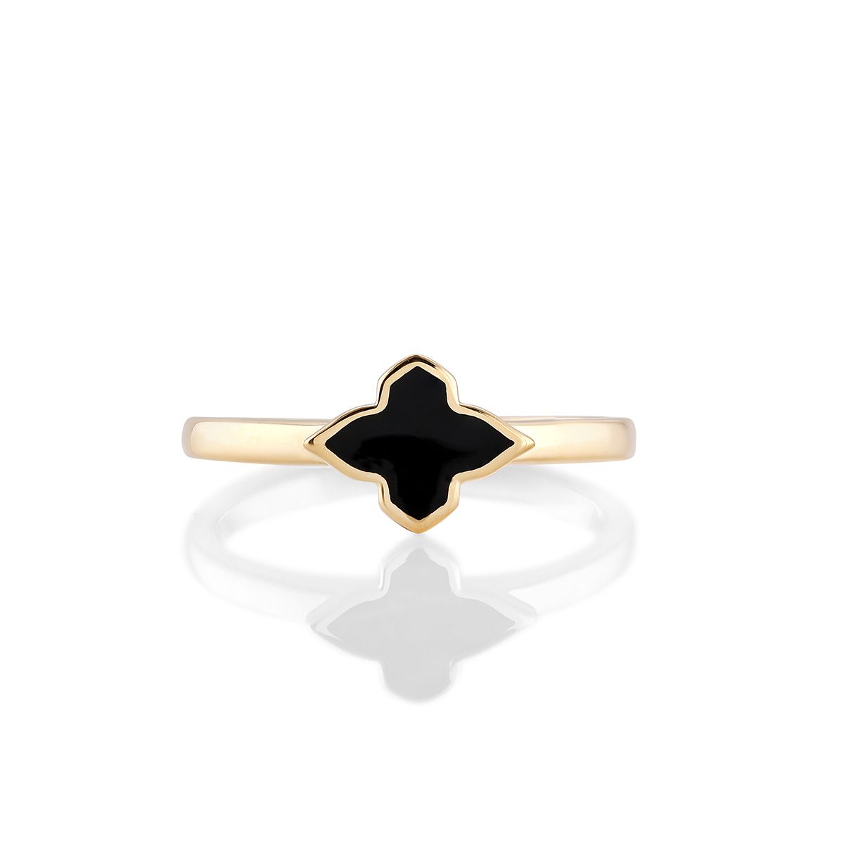 Onyx Antique Style Three Stone ring - 14K White Gold |JewelsForMe